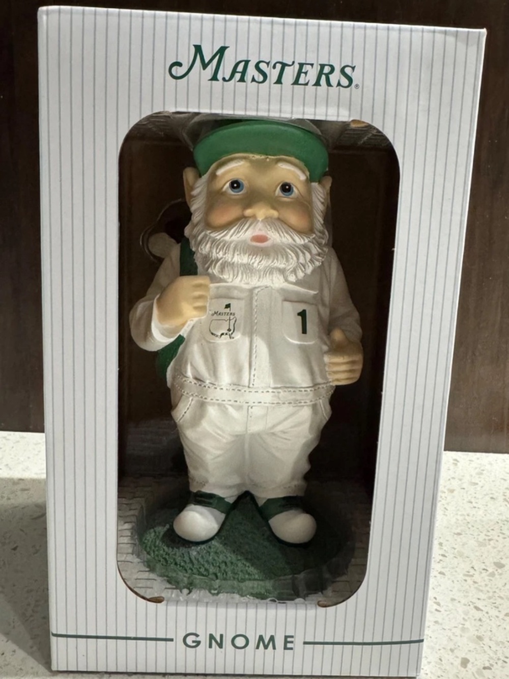 Masters White and Green Golf Gnome Figurine